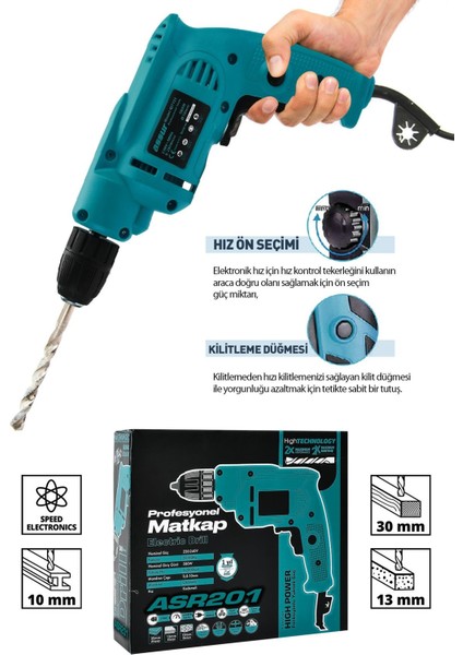 580W Metal Şanzıman 10mm Elektrikli Matkap