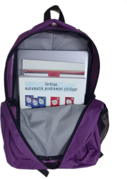 Unisex Mor Sırt Çantası Büyük Boy Seyahat Okul Çantası Su Itici Spor Çantası 45X30X15CM 24LT+ Seçtiğiniz Anahtarlık Hediye