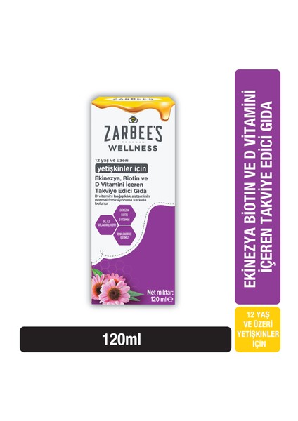 Zarbee’s Wellness Ekinezya, Biotin ve D Vitamini Içeren Takviye Edici Gıda