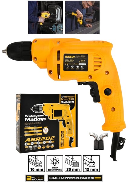 580W Metal Şanzıman 10mm Elektrikli Matkap