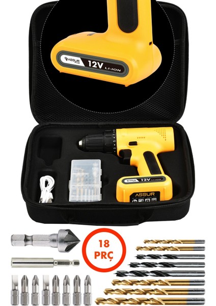 12V Type-C USB Şarjlı Akülü Vidalama Dahili Batarya Matkap