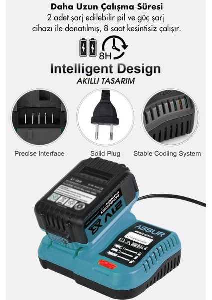 Profesyonel 21V Akülü Matkap & Taşlama & Kırıcı Delici Hilti & Somun Sıkma Sökme 4'lü Set