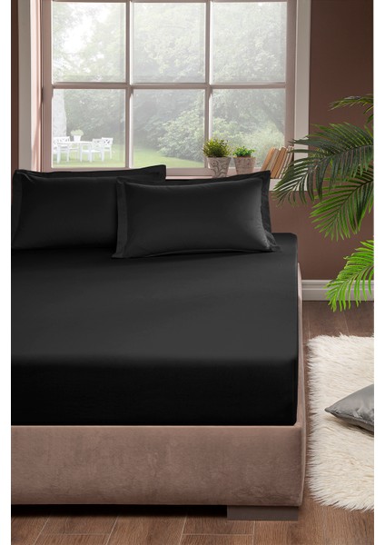 Pamuk Lastikli Çarşaf 120 x 200 Siyah