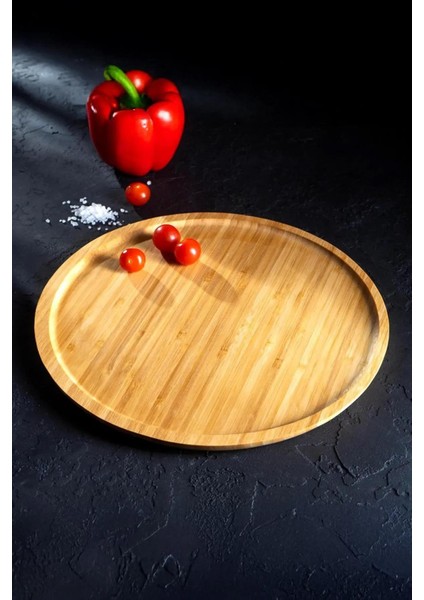 Lüx Yuvarlak Servis Tepsi 30 * 30CM, Ahşap Sunumluk & Çerezlik Yuvarlak Sunum Tabağı modelleri