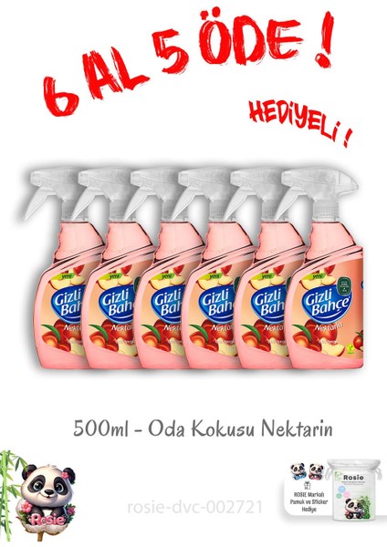 500 ml Gizli Bahçe Oda Kokusu Nektarin 6 Al 5 Öde ve Rosie Hediye