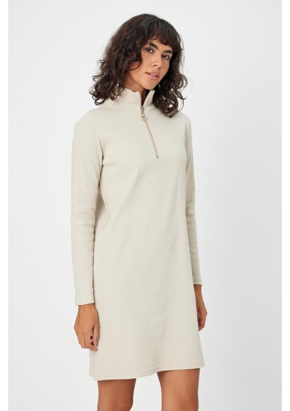 Alexandergardı Dik Yaka Fermuarlı Tunik Elbise (B22-21501)