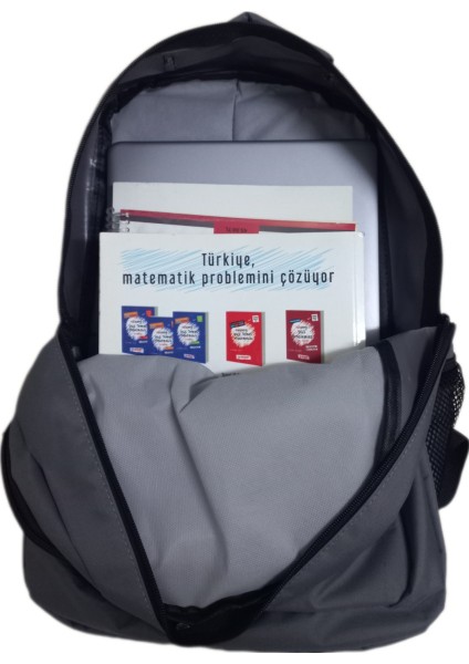 Unisex Gri Sırt Çantası Büyük Boy Seyahat Okul Çantası Su Itici Spor Çantası 45X30X15CM 24LT+ Seçtiğiniz Anahtarlık Hediye