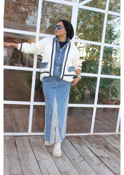 Kot Detay Fermuarlı Cepli Spor Etek