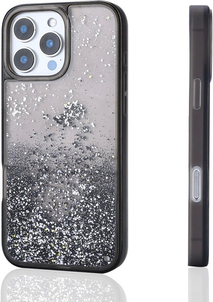 Apple iPhone 16 Pro Max Kılıf Sıvılı Simli Şeffaf Arka Yüzey Redclick Keto Silikon Kapak