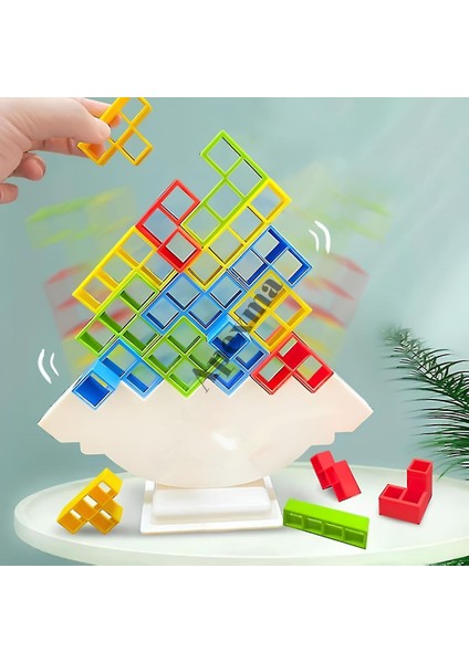 Tetris Şekilli Denge Kule Oyunu - Renkli Blok Dizme