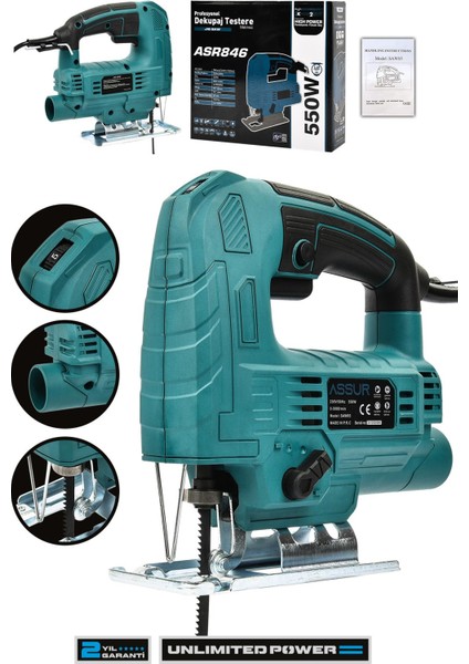 Profesyonel 550W Devir Ayarlı Dekupaj Testere Makinesi
