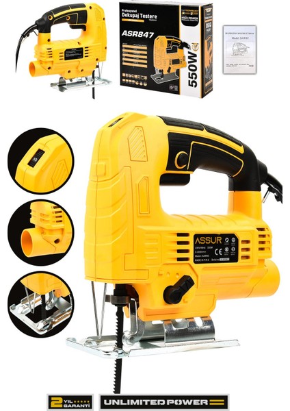 Profesyonel 550W Devir Ayarlı Dekupaj Testere Makinesi