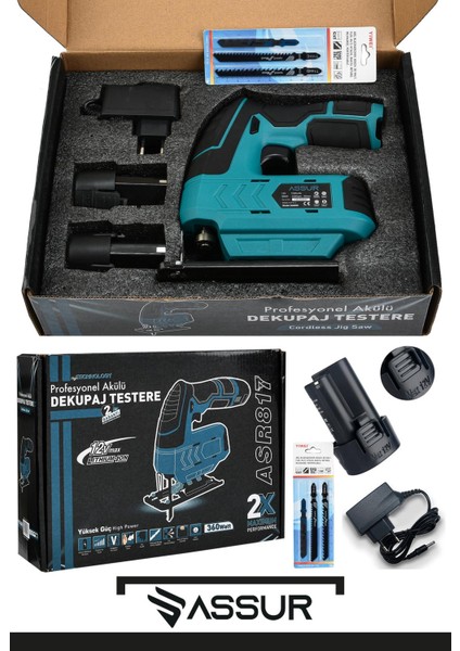 Profesyonel 12 V Çift Akülü Şarjlı Dekupaj Testere Makinesi