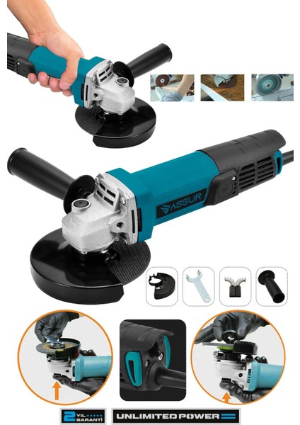 550W Avuç Taşlama Makinesi 125mm Bakır Sargılı Spiral