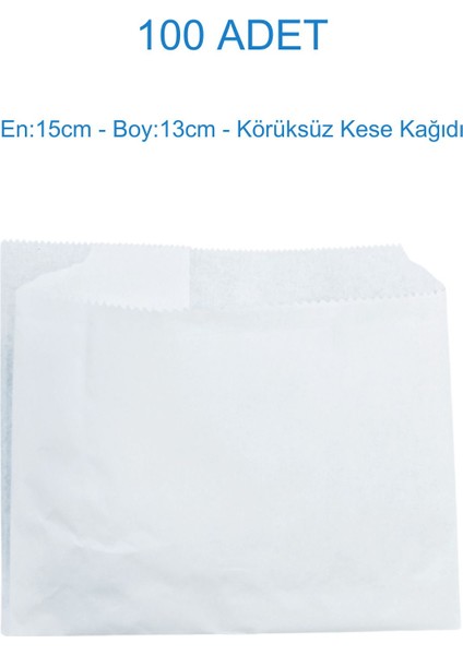 100'LÜ Waffle & Tost Kese Kağıdı – (15X13 Cm, Beyaz Yağlı, Körüksüz)