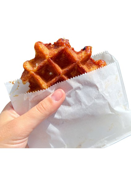 100'LÜ Waffle & Tost Kese Kağıdı – (15X13 Cm, Beyaz Yağlı, Körüksüz)