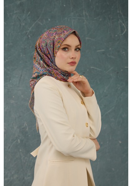 Ipekhan Soft Pamuk Etro Desen Eşarp 1224-08 Turuncu Fuşya