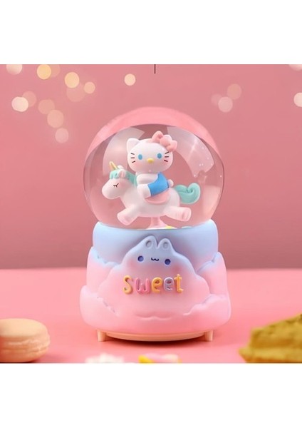 Hello Kitty Içi Dönmeli Püskürtmeli Işıklı Müzikli Kar Küresi Büyük Boy Model 2
