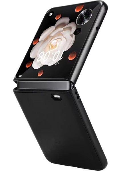 Honor Magic V Flip İçin Deri Desenli Plastik Koruma Kılıf - AL3156