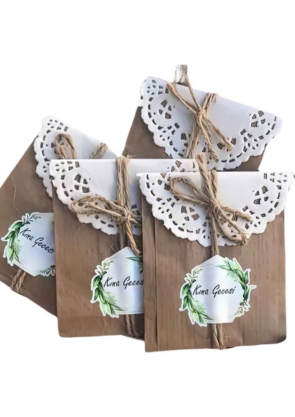 50'li Kına, Çerez & Takı Kese Kağıdı – (8X13X5 Cm, Kahverengi, Organizasyon Için)