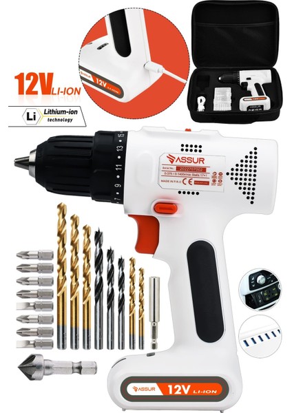 12V Usb Şarjlı Matkap Vidalama Dahili Batarya