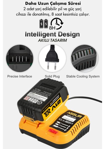 Profesyonel 21V Akülü Kırıcı Delici Hilti & Taşlama & Matkap & Somun Sıkma Sökme 4'lü Set
