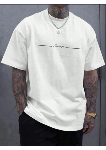 Cousage Yazı Detaylı Basic T-Shirt