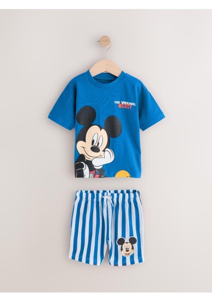 Erkek Çocuk Mickey Çizgili Şortlu Takım