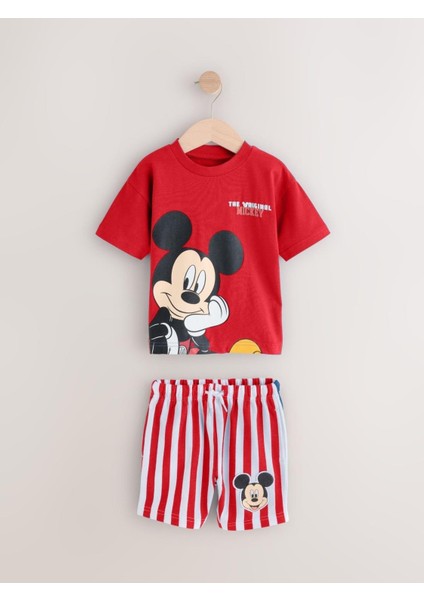 Erkek Çocuk Mickey Çizgili Şortlu Takım
