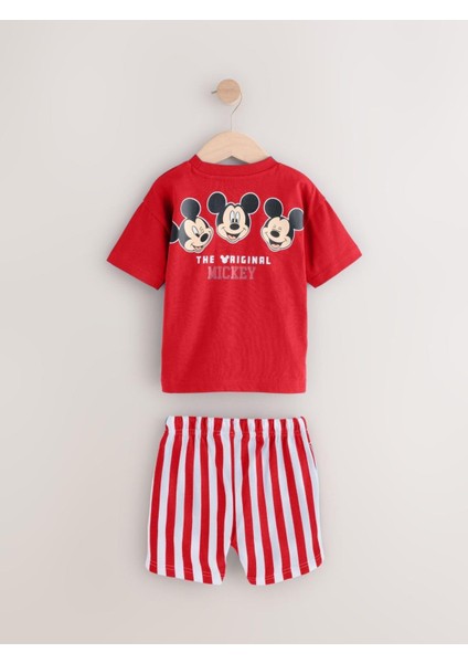 Erkek Çocuk Mickey Çizgili Şortlu Takım
