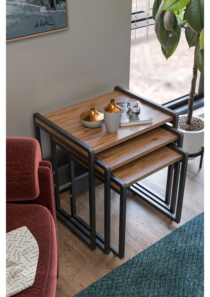 Lavisa 3'lü Zigon Sehpa (Tekerli)