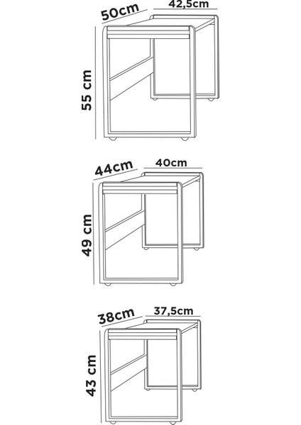 Lavisa 3'lü Zigon Sehpa (Tekerli) indirimleri
