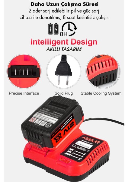 21V 2.0AH Akülü Vidalama Darbeli Kömürsüz Motor 800NM 10 Pilli Bijon Somun Sökme Sıkma