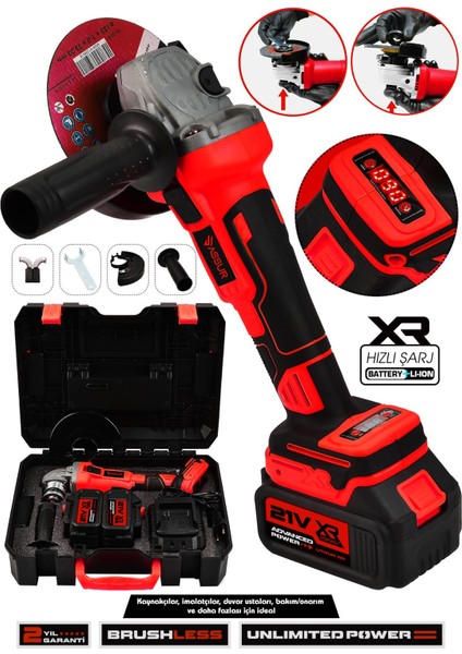 21V Çift Akülü Kömürsüz Şarjlı 125mm Avuç Taşlama