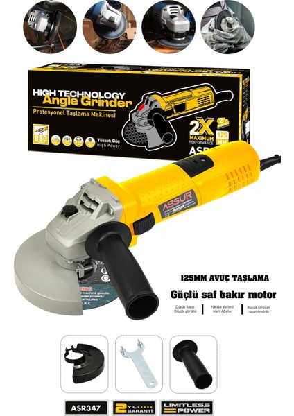 850W Avuç Taşlama Makinesi 125mm Bakır Sargılı Spiral