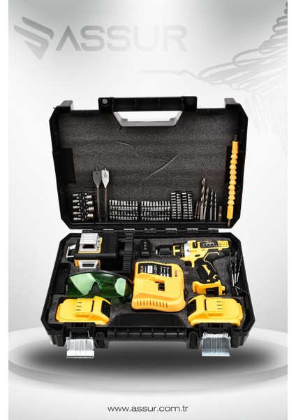 Profesyonel 12V Çift Akülü 12 Köşe 360° Lazer Hizalama & Akülü Vidalama Set