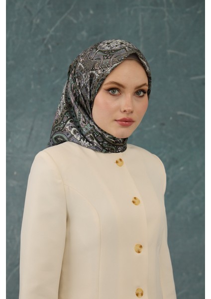 Ipekhan Soft Pamuk Etro Desen Eşarp 1224-11 Yeşil Toz Pembe