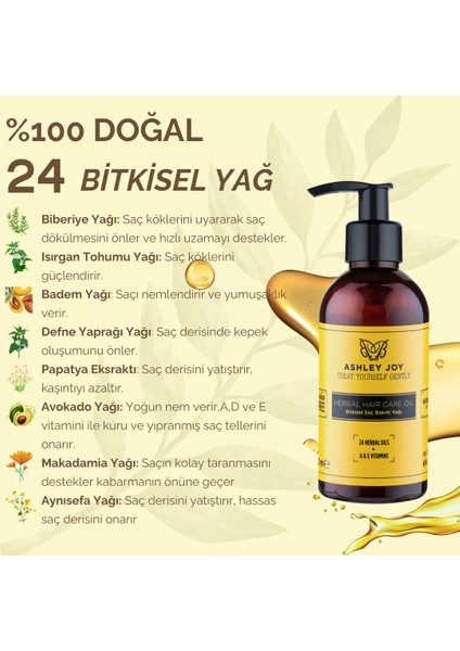 Yıpranmış Saçlar İçin Bitkisel Saç Bakım Yağı 100 Ml