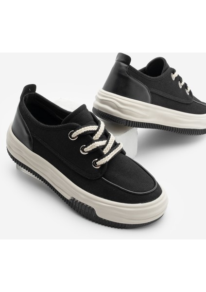 Kadın Sneaker Bağcıklı Keten Spor Ayakkabı Rotvi