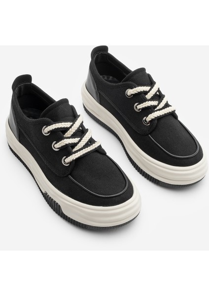 Kadın Sneaker Bağcıklı Keten Spor Ayakkabı Rotvi