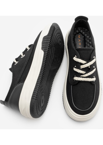 Kadın Sneaker Bağcıklı Keten Spor Ayakkabı Rotvi