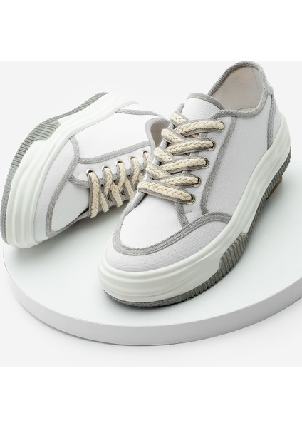 Kadın Sneaker Bağcıklı Keten Spor Ayakkabı Dofkin