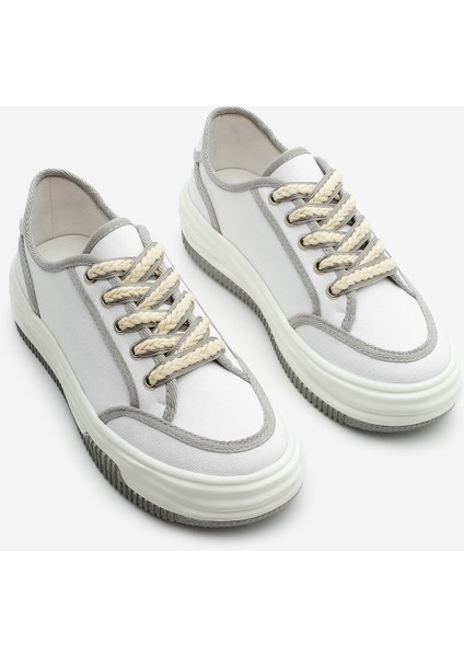 Kadın Sneaker Bağcıklı Keten Spor Ayakkabı Dofkin