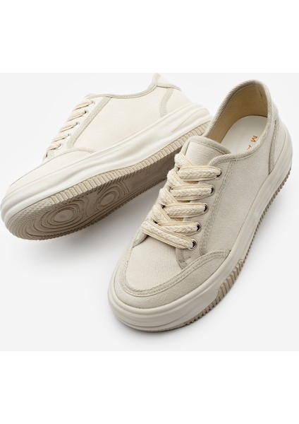 Kadın Sneaker Bağcıklı Keten Spor Ayakkabı Dofkin
