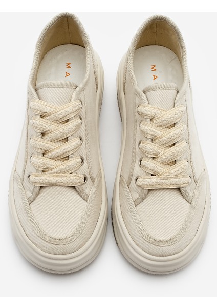 Kadın Sneaker Bağcıklı Keten Spor Ayakkabı Dofkin