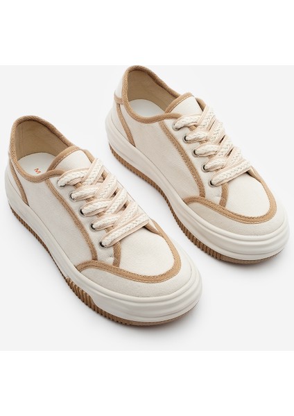 Kadın Sneaker Bağcıklı Keten Spor Ayakkabı Dofkin