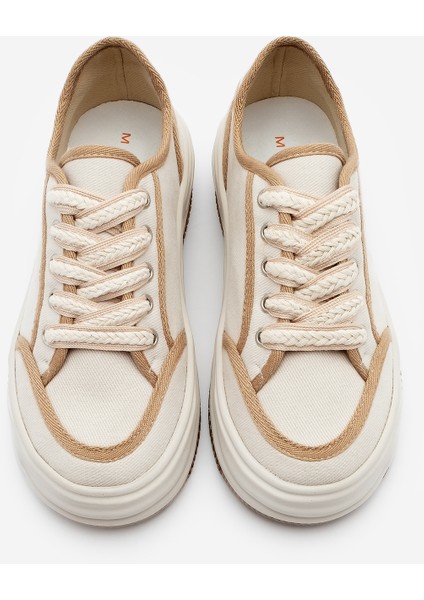Kadın Sneaker Bağcıklı Keten Spor Ayakkabı Dofkin