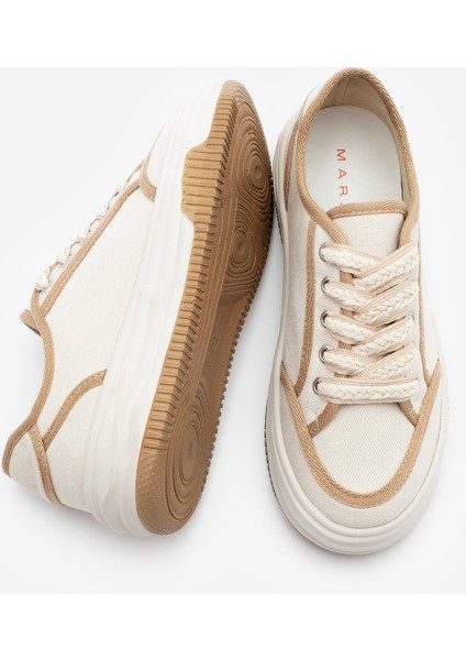 Kadın Sneaker Bağcıklı Keten Spor Ayakkabı Dofkin