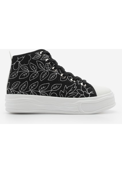 Kadın Sneaker Bağcıklı Bilekli Keten Nakışlı Spor Ayakkabı Havela modelleri