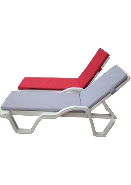Gri Süngersiz 4 Ad Ateş Adası Fermuarlı Şezlong Minderi Kılıfı Su Geçirmez Kumaş Katlanır 180-55-5 cm